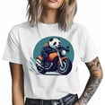 thumbnail image 4 of Camisetas gráficas informales de manga corta con diseño de panda en motocicleta para hombre, 4 of 8