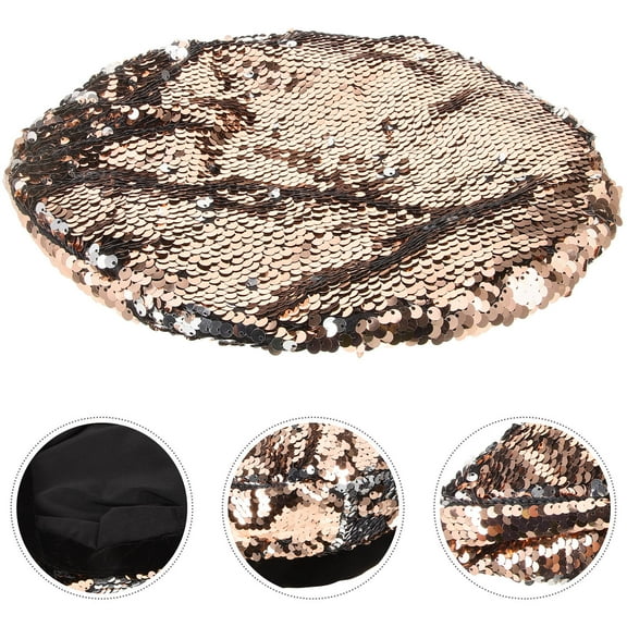 BESTYASH Women's Golden Sequin Beret Hat, Stylish Winter Accessory for Parties, Events, and Everyday Wear, 1 Piece