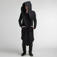thumbnail image 3 of SWSMCLT Men's Long Hooded Coat Cardigan Outerwear Cold Weather Drape Front Loose Coats Casual Chic Knee Length Black Small, 3 of 3