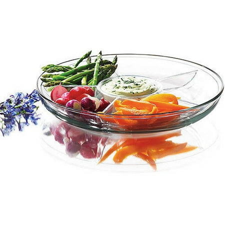 Anchor Hocking Presence 5-Section Glass Serving Platter with Deviled Egg Insert