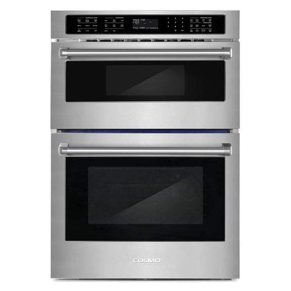 Cosmo 30 in. Regal Collection 4.8 / 1.6 cu. ft. Electric Microwave Wall Oven Combination, Air Fry, Convection, Stainless Steel