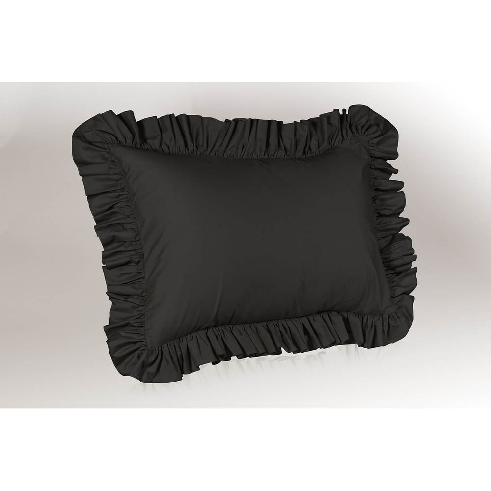 Ruffle Pillow case King Pillow sham (Black), Ruffle Pillow Cover