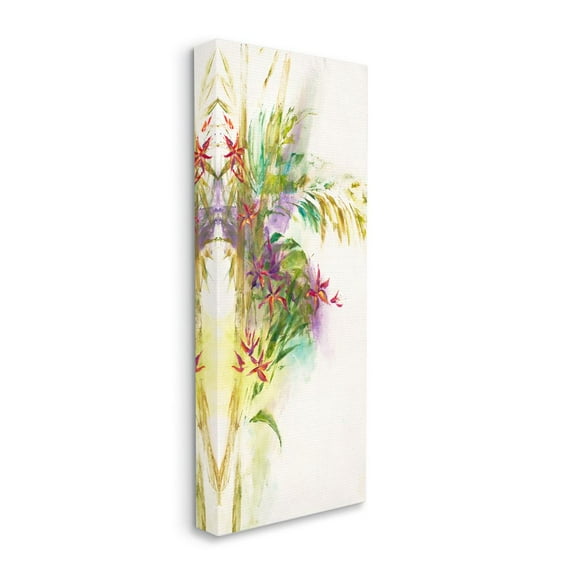 Stupell Industries Tropical Flower Bouquet Abstract Green Purple Painting Canvas Wall Art Design by Dina D'Argo, 10" x 24"