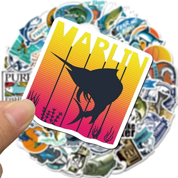 Fishing Stickers (50 Pcs), Outdoor Vinyl Decal, Waterproof Sticker Pack  Perfect for Water Bottle, Laptop, MacBook, Phone, Hydro Flask 
