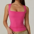 thumbnail image 4 of Women's Square Neck Sleeveless T Shirts Solid Cropped Sleeveless Tank Tees Slimming Fit Tops, 4 of 4