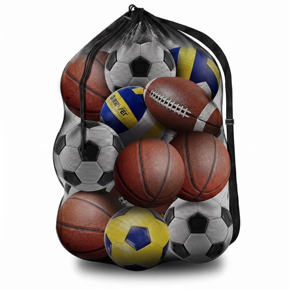 Haimei Extra Large Mesh Sports Ball Bag, Adjustable Shoulder Strap Storage Bag for Soccer, Volleyball and Swimming Gear, 30 x 40 Inches