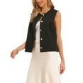 thumbnail image 4 of Vest Tops for Women Sleeveless Button Down Crew Neck Trendy Business Casual Waistcoat Top XS Black, 4 of 6