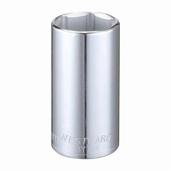 3/8 in Drive, 25mm Hex Metric, Socket, 6 Points, Steel, Chrome, 25 mm 53YT68