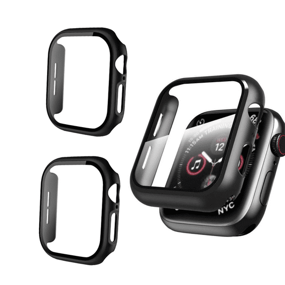 2PCS BLUUMTEK For Apple Watch Series 10 [42mm] Black Cover, Case, Built-in Glass Screen Protector