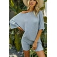 thumbnail image 4 of Ekouaer Pajamas Set 2 Piece Lounge Sets Ribbed Knit Matching Outfits T-shirt Biker Shorts Sleepwear Loungewear Sweatsuits, 4 of 6