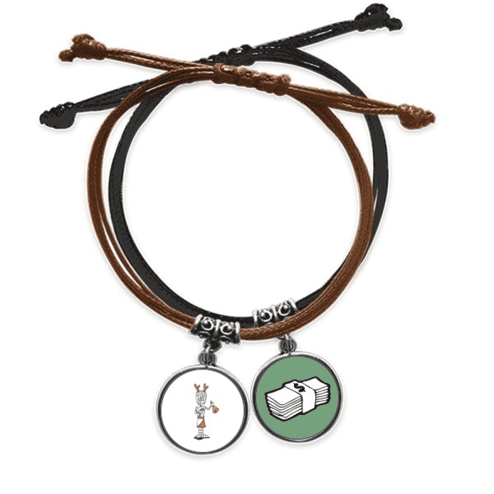 antlers horus bell crutch bracelet rope hand chain leather money