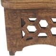thumbnail image 2 of LR Home Handmade Wood Elevated Double Pet Feeder with Geometric Honeycomb Cutouts , 19" x 9.5" x 5", Brown, 2 of 11