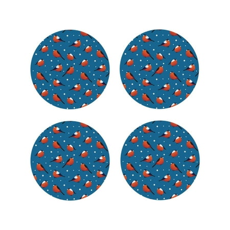 

Fuzoiu Bullfinches Print Leather Coasters Set Drink Coasters Set of 4 for Tabletop Protection Durable PVC Coasters Home Décor and Housewarming Gift-Round Shape