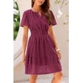thumbnail image 5 of Wrongduck Women's Hollow Out Lace Dress 2026 Summer V Neck Mini Dress Short Sleeve A Line Vacation Party Outfit, 5 of 16