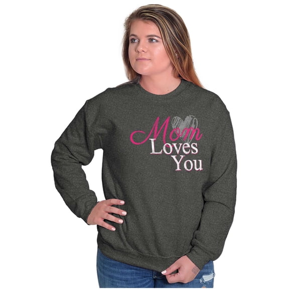 Mom Loves You Mothers Day Heart Women Crewneck Sweatshirt Brisco Brands 2X