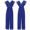 thumbnail image 5 of Eandarui Girls Jumpsuit Kids Fashion Cap Sleeve Wide Leg Romper V Neck One Piece Summer Outfits Royal Blue 14, 5 of 7