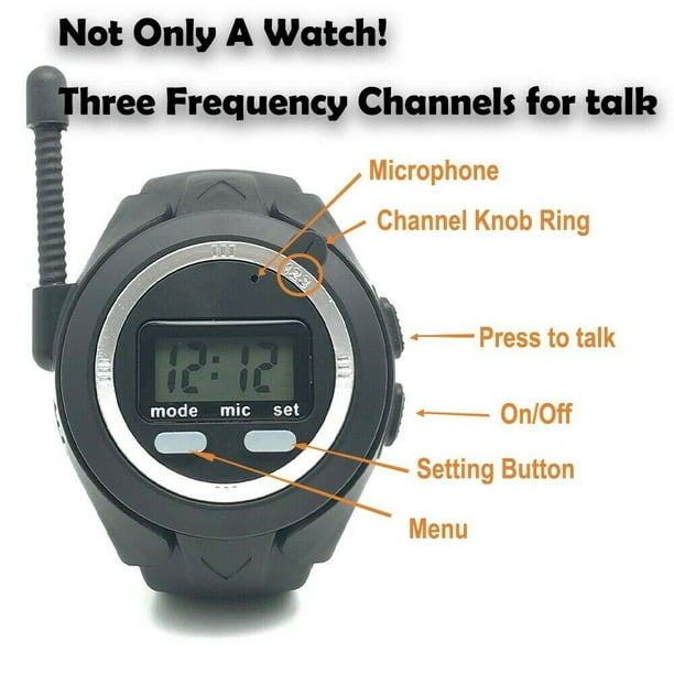 frotis Aclarar flojo Emovendo Rechargeable Walkie Talkie Watches Tow-Way Radio Watch 3200ft Long  Range Multi Connection 3 Channels, 2pcs - Walmart.com