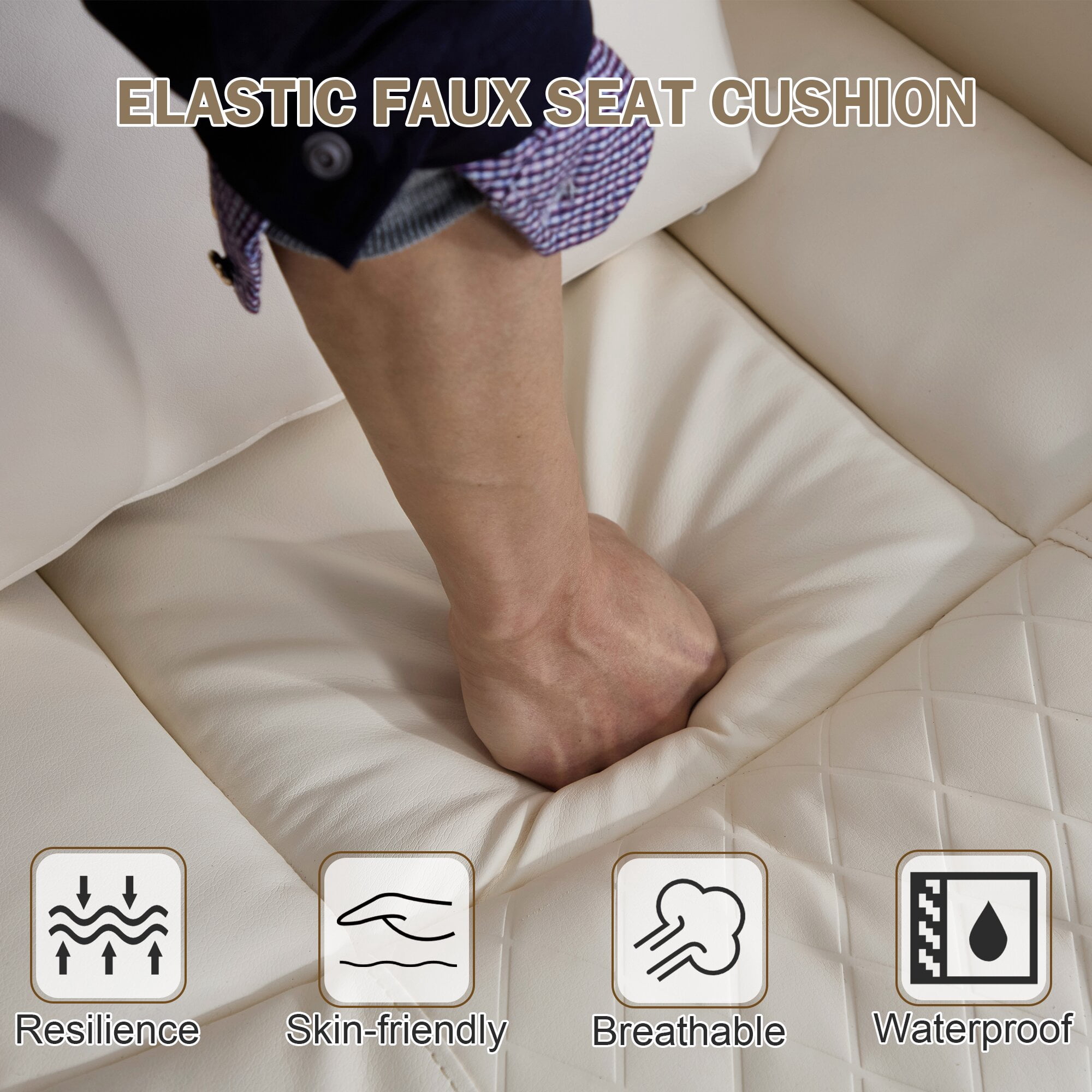 QJTC Power Swivel Rocker Recliner Chair for Living Room - Rocking Recliner with Heat and Massage/Cup Holder/LED Lights/USB & USB-C Ports,Beige