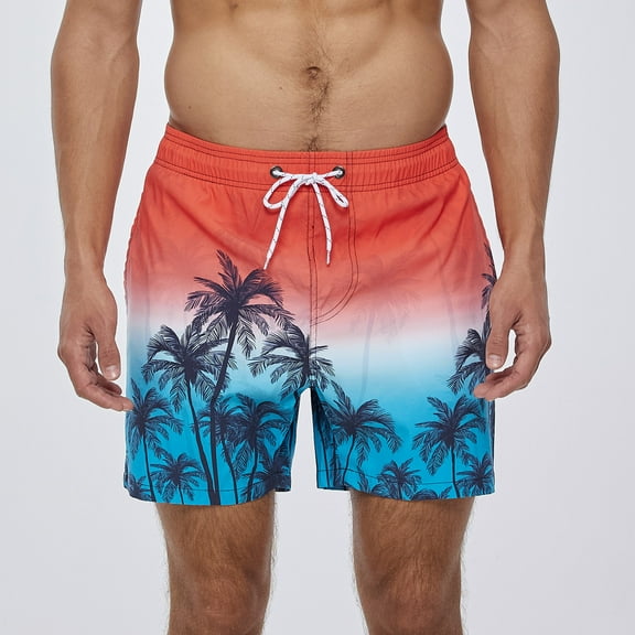 SDJMa Men's Athletic Shorts Men Print Breathable Lace Waterproof Quarter Pants Beach Shorts Sports Casual Pants