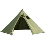 Ultralight 4 Person Tipi Hot Tent with Fire Retardant Stove Jack for Flue Pipes with 2 Doors