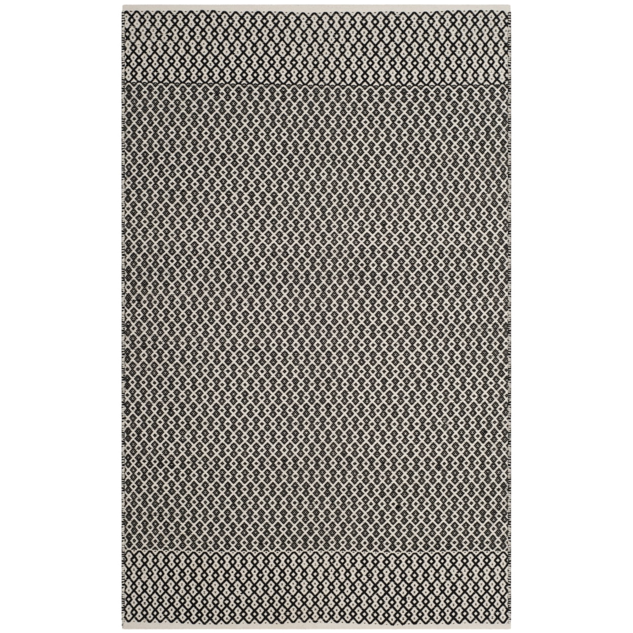 SAFAVIEH Montauk Nazca Geometric Cotton Runner Rug, Ivory/Black, 2'3" x 20'