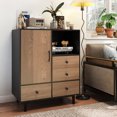 thumbnail image 2 of Gymax Buffet Sideboard w/ 4 Drawers & Open Compartment Heavy-Duty Metal Legs Black, 2 of 10