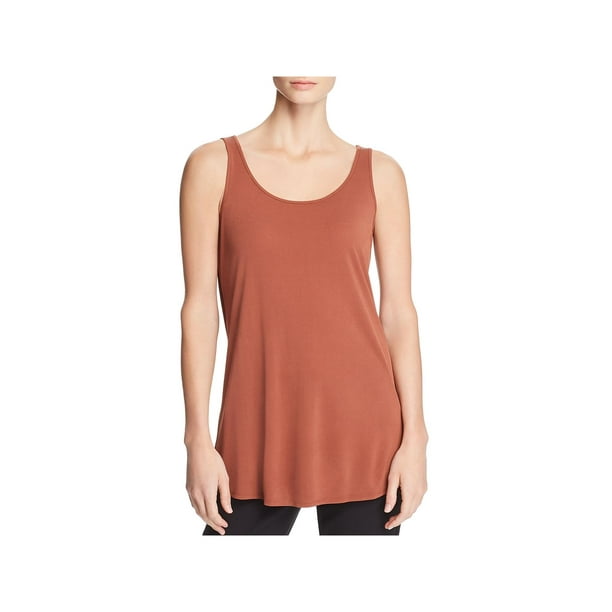 Eileen Fisher Eileen Fisher Womens Silk Sleeveless Tunic Top Bronze