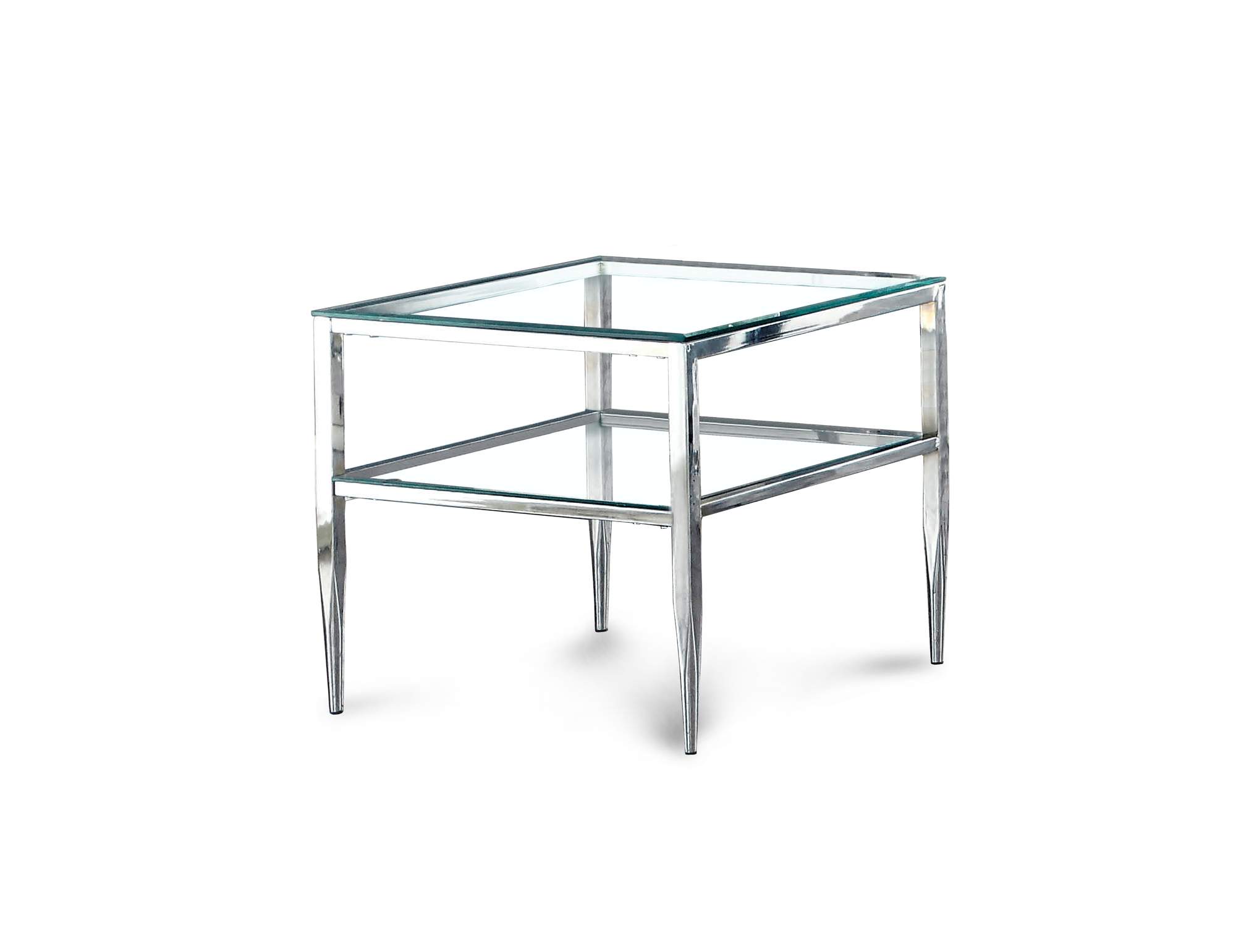 Furniture of America Sparling Contemporary Glass Top End Table, Chrome