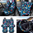 thumbnail image 2 of Uorisanigo Tropical Flower 15Pcs Car Seat Cover Full Set, with Steering Wheel Protector Seat Belt Shoulder Pad Car Coasters Trash Garbage Air Vent Box Rearview Cover Key Chain Holder Interior Decor, 2 of 7