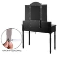 thumbnail image 5 of Topbuy Vanity Makeup Dressing Table Set w/ Drawer Mirror Necklace Hook Black, 5 of 8