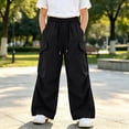 thumbnail image 2 of Xyant Girls Cargo Pants Y2K Baggy Streetwear for Kids Elastic Waist&Ankle Multi Pockets Casual Jogger Pants 5-16Y (Black,5-6 Years), 2 of 4