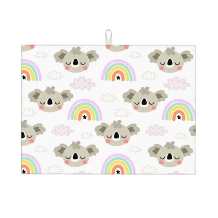

Large Dish Drying Mats for Kitchen Counter - Cute Koala Rainbow 18x24In Anti-Slip Absorbent Microfiber Drying Mat for Kitchen Counter Mat Dish Rack Mat with Hanging Loop