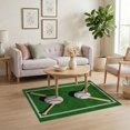thumbnail image 3 of ODIKA Baseball Field Sport Design With Crossed Bats Ball And Stitched Seam Accents for Home Office, Gaming Room, Under Desk, Non-Slip Chair-Friendly, 3 of 7