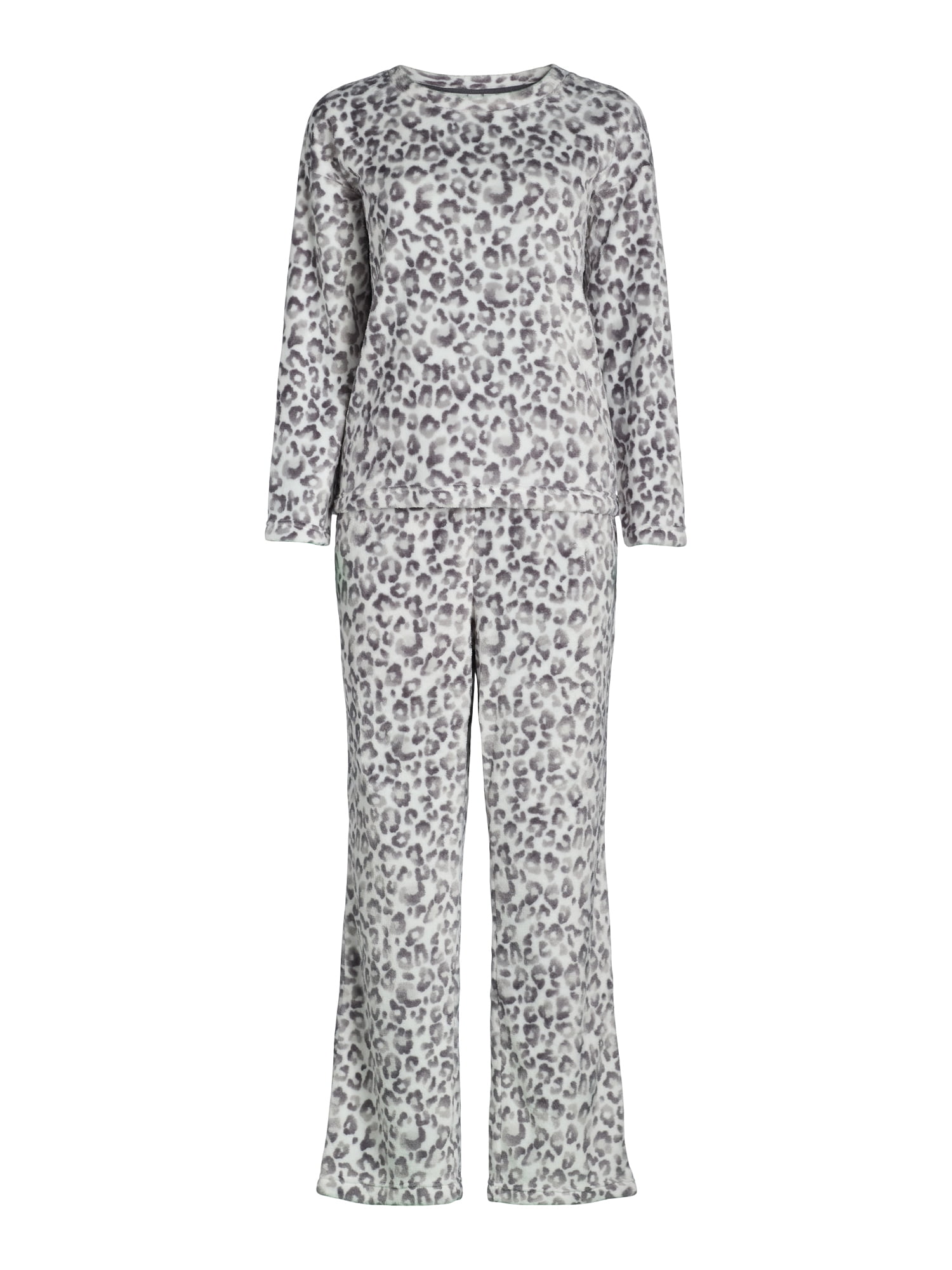 Joyspun Women's Folded Giftable Plush Long Sleeve Top with Pant Pajamas Set, 2-Piece, Sizes S to 3X