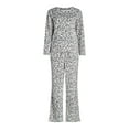 thumbnail image 3 of Joyspun Women's Folded Giftable Plush Long Sleeve Top with Pant Pajamas Set, 2-Piece, Sizes S to 3X, 3 of 5
