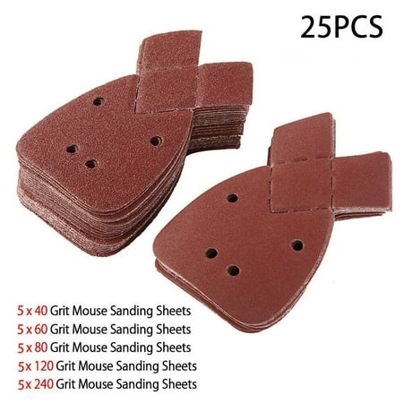 

25pcs Mouse Sanding Sheets For Black And Decker Detail Palm Sander 40-240 Grit