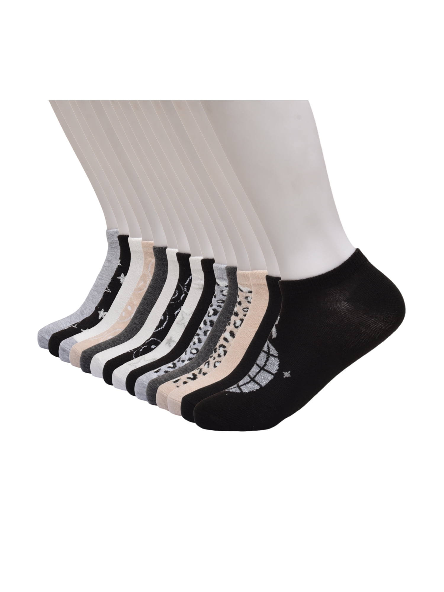 Wonder Nation Girls Icons No-Show Socks, 15-pack, Size Large (Shoe Size 4-10)
