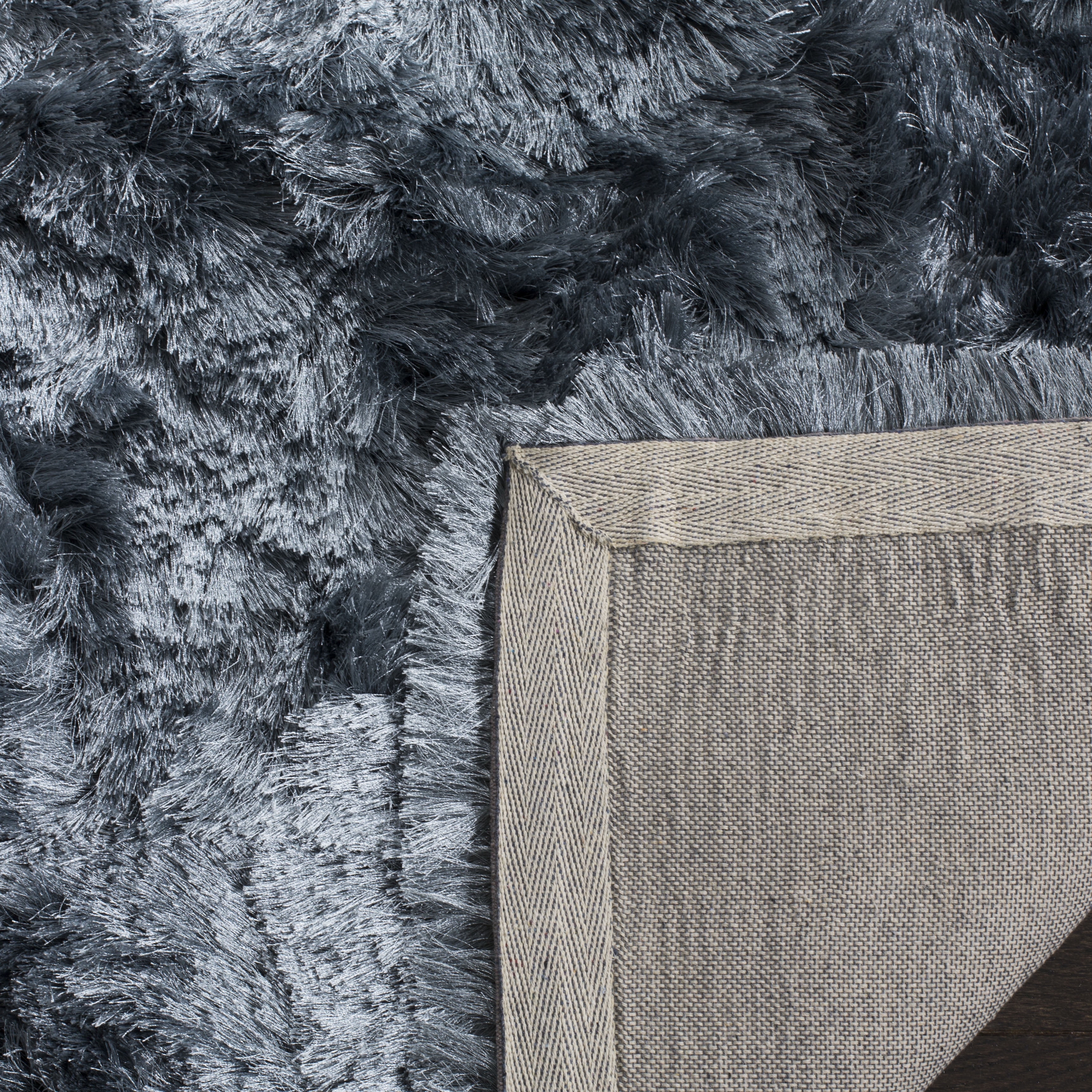 SAFAVIEH Ocean Trellis Solid Plush Polyester Shag Area Rug, Slate, 8' x 10'