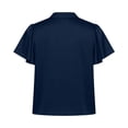 thumbnail image 6 of CQONEPT Womens Summer Satin Blouses V Neck Dressy Casual Shirts Ruffle Cap Sleeve Business Work Spring Tops Navy XL, 6 of 7