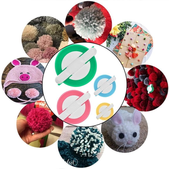 Clerance! PawCasa 4er Pompon Maker Bommelmacher Set Bommel Gert Pompom K1U I7M6 Donut