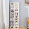 thumbnail image 4 of VECELO 71" Tall Narrow Bookcase, Small Storage Cabinet with Adjustable Shelves, Corner Bookshelf, 8-Tier Cube Display Rack for Home Office, White, 4 of 12