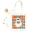 thumbnail image 2 of Canvas Tote Bag, Halloween Tote Bag, Booooks Tote Bag, Ghost Tote Bag, Canvas Shoulder Bag, Shopping Bag, 2 of 5
