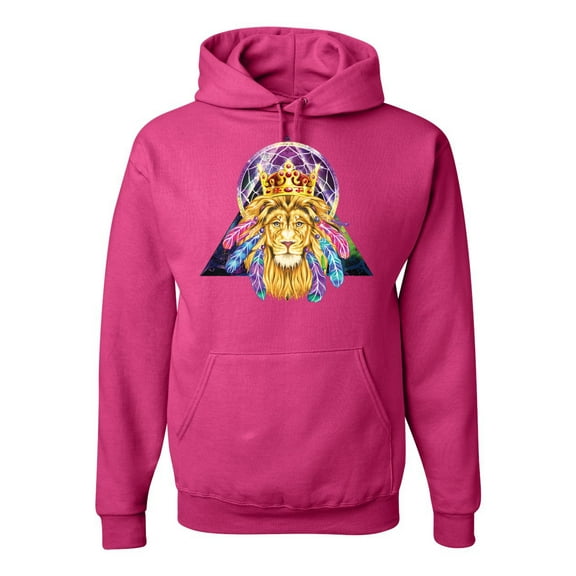 Lion Throne King Crown Animal Lover Unisex Graphic Hoodie Sweatshirt, Fuschia, Small
