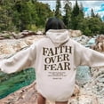 thumbnail image 4 of Hooded Long Sleeve Faith Over Fear Letter Print Sweatshirt Couple Style, 4 of 9