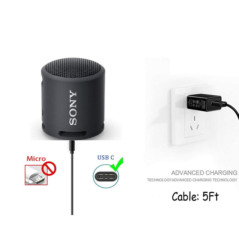 USB-C Charger Charging Cord for Sony SRS-XB13, SRS-XB23, SRS-XB33