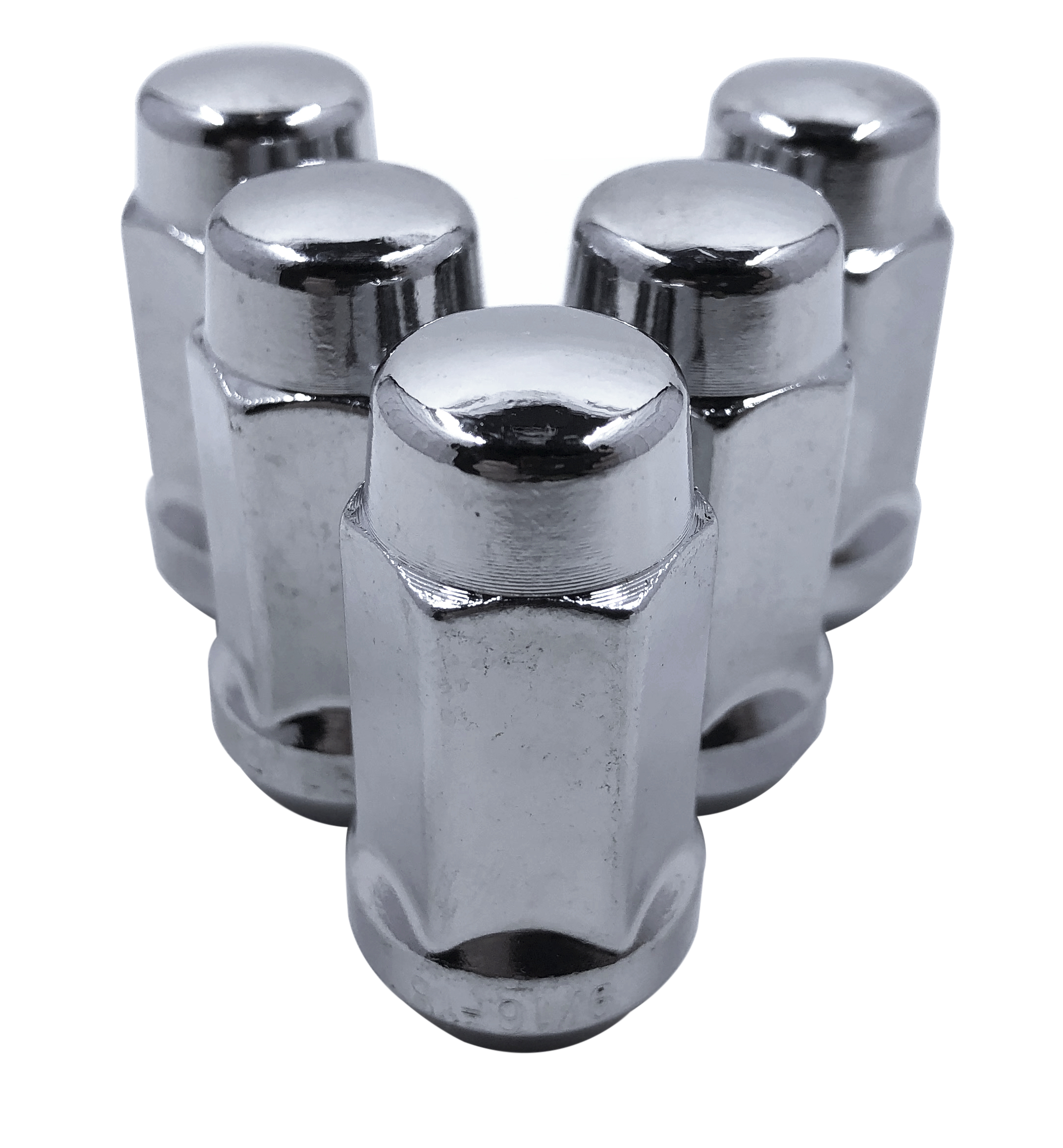 5 Chrome 9/16" Inch Closed End 1.75" Tall Bulge Acorn lugnuts fits Ford
