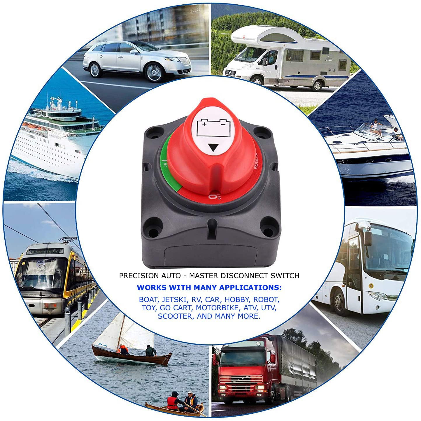 Waterproof Heavy Duty Battery Isolator Disconnect Switch Master Cut Off Power for Marine Boat RV ATV Auto Truck 12V 24V 48V 275/1250 Amp Battery Kill Switch Horsmile 1-2-Both-Off Battery Switch 
