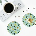 thumbnail image 4 of Yiaed Avocado Flowers And Leaves Print Leather Coasters for Drinks - Cup Coasters Coffee Table Kitchen Table Bar, Home & Office Gifts Handmade Drink Coasters-Round Shape, 4 of 6