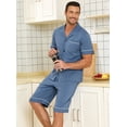 thumbnail image 5 of EA'S SECRET Mens Pajamas Set 100% Cotton Short Sleepwear Sets Classic Button Down Loungewear Summer Mens Pjs Sets With Pockets (Blue,M), 5 of 7