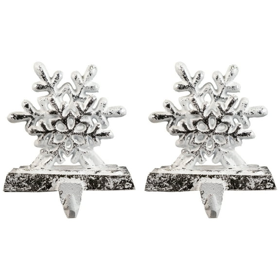 Northlight Double Snowflake Christmas Stocking Holders - 4.75" - Silver - Set of 2